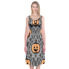 Pumpkin Pattern Midi Sleeveless Dress by NerdySparkleGoth