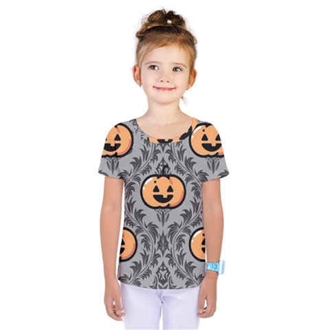 Pumpkin Pattern Kids  One Piece Tee by NerdySparkleGoth