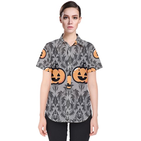 Pumpkin Pattern Women s Short Sleeve Shirt by NerdySparkleGoth