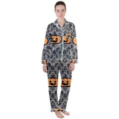 Pumpkin Pattern Satin Long Sleeve Pajamas Set by NerdySparkleGoth