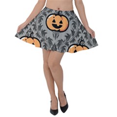 Pumpkin Pattern Velvet Skater Skirt by NerdySparkleGoth