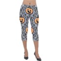 Pumpkin Pattern Lightweight Velour Capri Leggings  View1