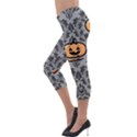 Pumpkin Pattern Lightweight Velour Capri Leggings  View3