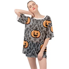 Pumpkin Pattern Oversized Chiffon Top by NerdySparkleGoth