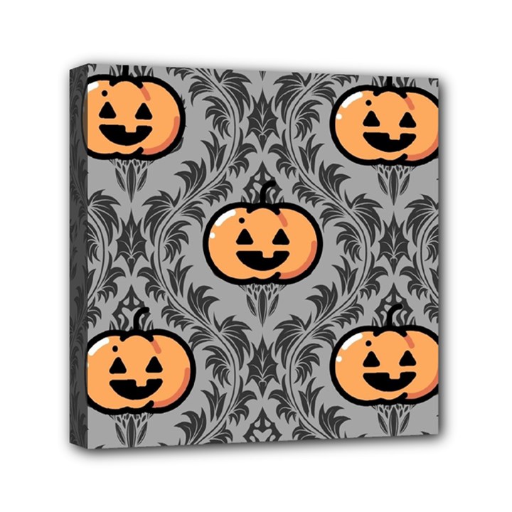 Pumpkin Pattern Mini Canvas 6  x 6  (Stretched)