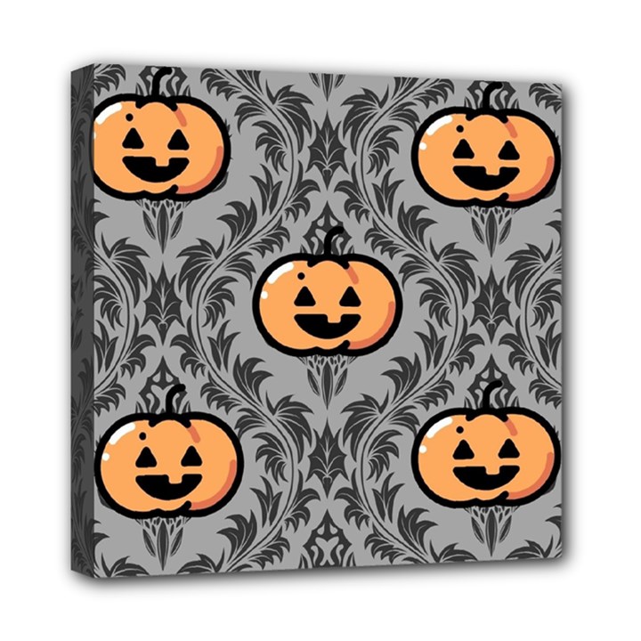 Pumpkin Pattern Mini Canvas 8  x 8  (Stretched)