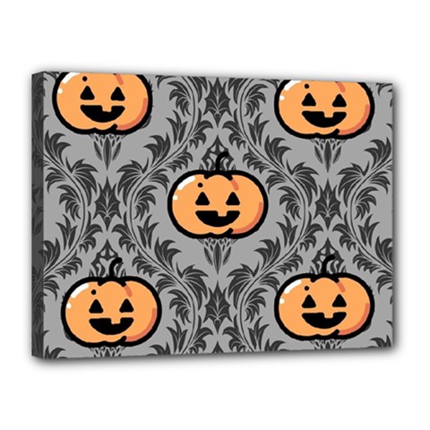 Pumpkin Pattern Canvas 16  X 12  (stretched) by NerdySparkleGoth