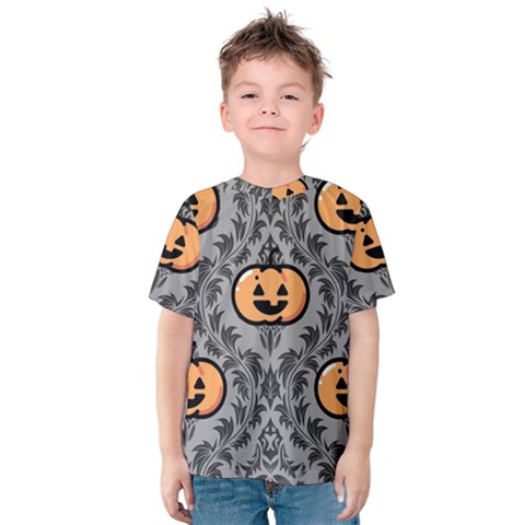 Pumpkin Pattern Kids  Cotton Tee by NerdySparkleGoth