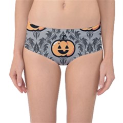 Pumpkin Pattern Mid-waist Bikini Bottoms by NerdySparkleGoth