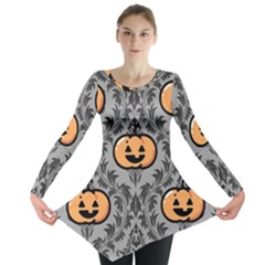 Pumpkin Pattern Long Sleeve Tunic  by NerdySparkleGoth