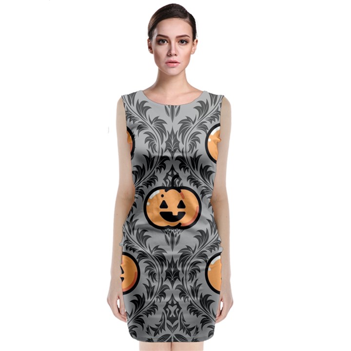 Pumpkin Pattern Classic Sleeveless Midi Dress