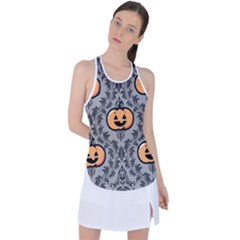 Pumpkin Pattern Racer Back Mesh Tank Top by NerdySparkleGoth