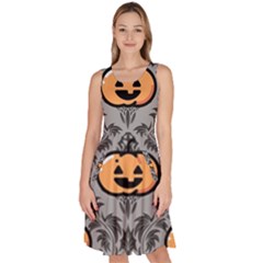 Pumpkin Pattern Knee Length Skater Dress With Pockets by NerdySparkleGoth