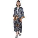 Pumpkin Pattern Maxi Satin Kimono View1