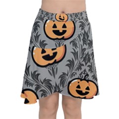 Pumpkin Pattern Chiffon Wrap Front Skirt by NerdySparkleGoth