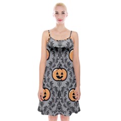 Pumpkin Pattern Spaghetti Strap Velvet Dress by NerdySparkleGoth