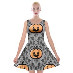 Pumpkin Pattern Velvet Skater Dress by NerdySparkleGoth