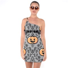 Pumpkin Pattern One Soulder Bodycon Dress by NerdySparkleGoth