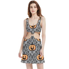 Pumpkin Pattern Velvet Cutout Dress by NerdySparkleGoth