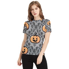 Pumpkin Pattern Women s Short Sleeve Rash Guard by NerdySparkleGoth