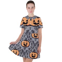 Pumpkin Pattern Short Sleeve Shoulder Cut Out Dress  by NerdySparkleGoth