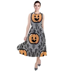 Pumpkin Pattern Round Neck Boho Dress by NerdySparkleGoth