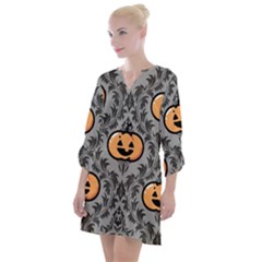 Pumpkin Pattern Open Neck Shift Dress by NerdySparkleGoth