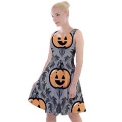 Pumpkin Pattern Knee Length Skater Dress by NerdySparkleGoth