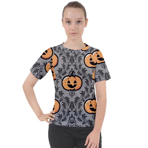 Pumpkin Pattern Women s Sport Raglan Tee by NerdySparkleGoth