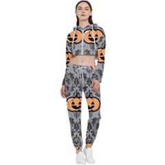 Pumpkin Pattern Cropped Zip Up Lounge Set by NerdySparkleGoth