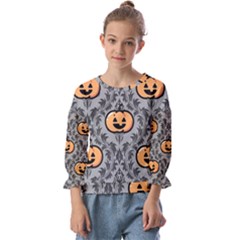 Pumpkin Pattern Kids  Cuff Sleeve Top