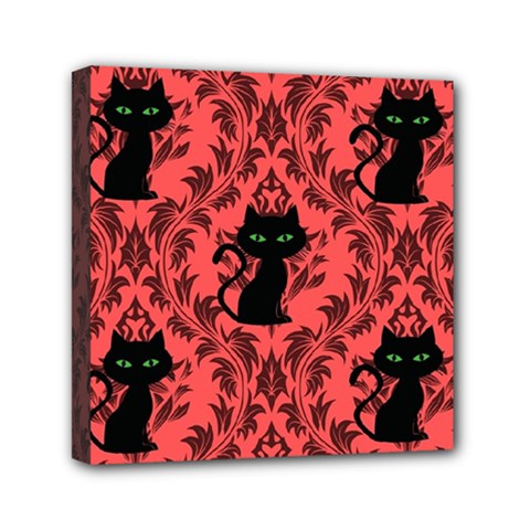 Cat Pattern Mini Canvas 6  X 6  (stretched) by NerdySparkleGoth