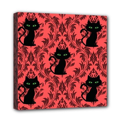 Cat Pattern Mini Canvas 8  X 8  (stretched) by NerdySparkleGoth