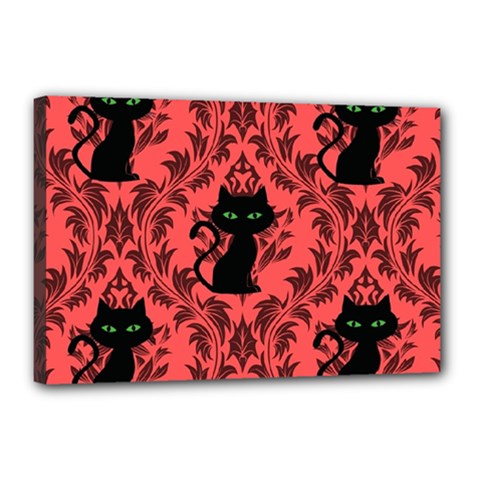 Cat Pattern Canvas 18  X 12  (stretched) by NerdySparkleGoth