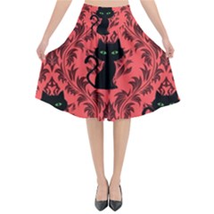 Cat Pattern Flared Midi Skirt by NerdySparkleGoth