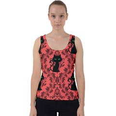 Cat Pattern Velvet Tank Top by NerdySparkleGoth