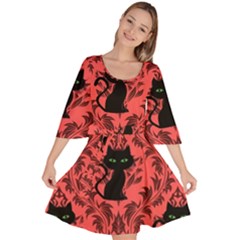 Cat Pattern Velour Kimono Dress by NerdySparkleGoth