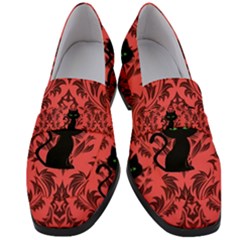 Cat Pattern Women s Chunky Heel Loafers by NerdySparkleGoth