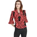 Cat Pattern Loose Horn Sleeve Chiffon Blouse View1