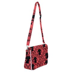 Cat Pattern Shoulder Bag With Back Zipper by NerdySparkleGoth