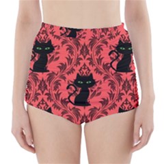 Cat Pattern High-waisted Bikini Bottoms by NerdySparkleGoth