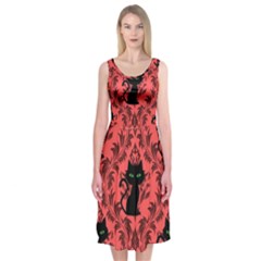 Cat Pattern Midi Sleeveless Dress by NerdySparkleGoth