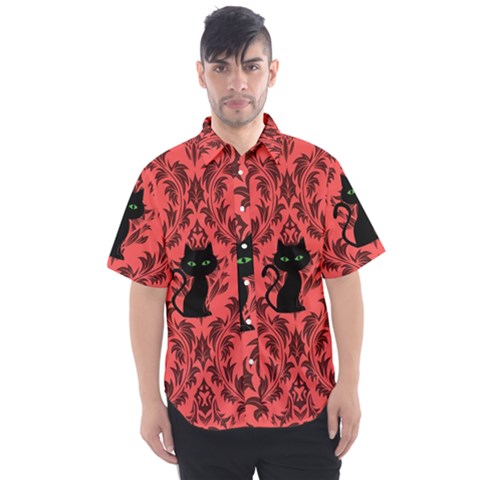 Cat Pattern Men s Short Sleeve Shirt by NerdySparkleGoth