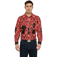 Cat Pattern Men s Long Sleeve Pocket Shirt 