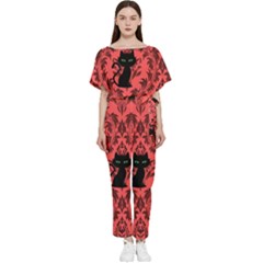 Cat Pattern Batwing Lightweight Jumpsuit