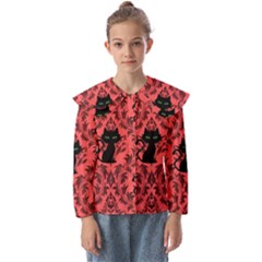 Cat Pattern Kids  Peter Pan Collar Blouse