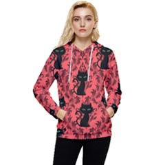 Cat Pattern Women s Lightweight Drawstring Hoodie