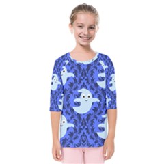 Ghost Pattern Kids  Quarter Sleeve Raglan Tee