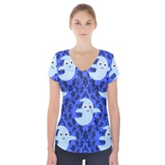 Ghost Pattern Short Sleeve Front Detail Top by NerdySparkleGoth