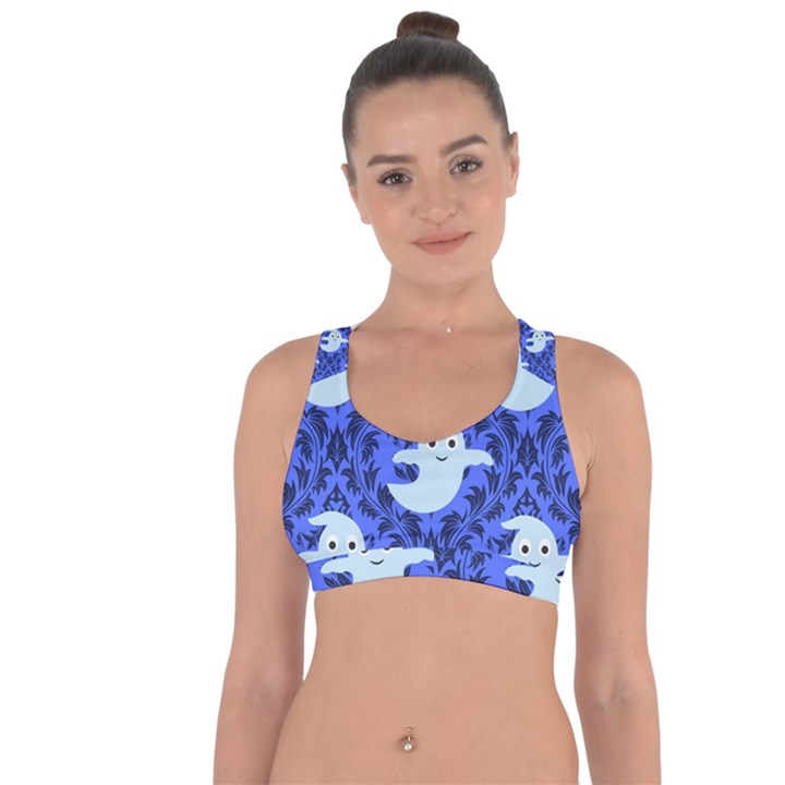 Ghost Pattern Cross String Back Sports Bra